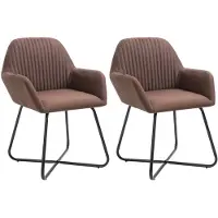 vidaXL Chaise de salle à manger 2 pcs. Marron Tissu