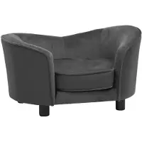 vidaXL Hundebank 69x49x40 cm Leder plüsch und künstliches Leder dunkelgrau
