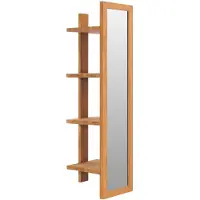 vidaXL Miroir mural avec étagères 30x30x120 cm Bois de teck massif