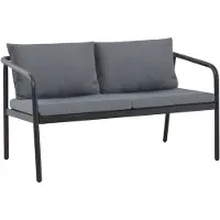 vidaXL Banc de jardin 2 places avec coussins Gris Aluminium