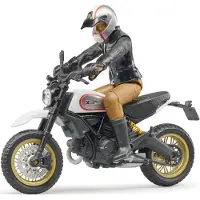 BRUDER 63051 Scrambler Ducati Desert Sled mit Fahrer Spielzeugmotorrad