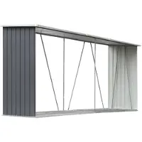 vidaXL Dépôt de bois de chauffage en acier galvanisé 330x84x152 cm Gris