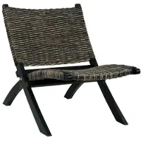 vidaXL Chaise Relax Noir Naturel Rotin Kubu et Bois Massif Acajou