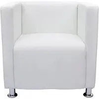 vidaXL Fauteuil cube blanc simili cuir