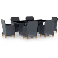 vidaXL Ensemble à manger d'extérieur et coussins 7 pcs résine tressée