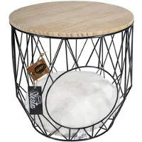 Duvo+ Caviar Corbeille ronde en métal avec plateau de table (Chat, Chien)