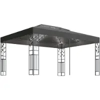 vidaXL Pavillon avec double toit & guirlande lumineuse LED 3x4 m Anthracite