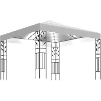 vidaXL Pavillon avec guirlande lumineuse LED 3x3 m Blanc