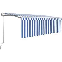 vidaXL Store automatique rétractable avec store 4x3 m bleu blanc