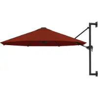 vidaXL -Parasol mural avec mât métallique 300 cm Terracotta -déclenché