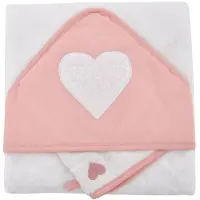 Cstore Doux Nid Coffret Sortie De Bain Brodée + Gant Coeur - 75x75 Cm - Corail