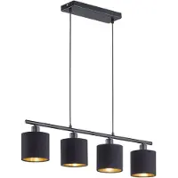 TRIO Lampe suspendue salle à manger Tommy 4 lumières noir avec intérieur doré