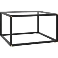 vidaXL Table basse noire avec verre trempé 60x60x35 cm