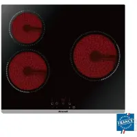 Brandt Table de cuisson vitrocéramique 60cm 3 feux 5300w noir - - BPV6320B -