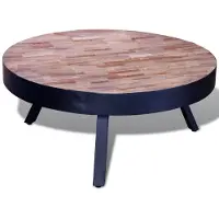 vidaXL Table basse ronde en vieux bois teck