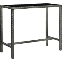vidaXL Table de bar de jardin Gris 130x60x110 cm Poly rotin et verre