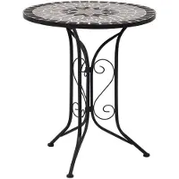 vidaXL Table de bistrot en mosaïque Gris 60 cm Céramique