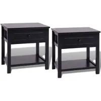 vidaXL Table de chevet 2 pcs Bois Noir