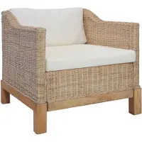 vidaXL Fauteuil avec coussins Rotin naturel