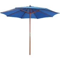 vidaXL Parasol avec mât en bois 300x258 cm Bleu