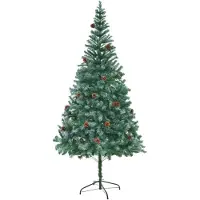 vidaXL Arbre de Noël artificiel avec pommes de pin 210 cm