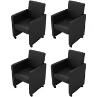vidaXL Chaise de salle à manger 4 pcs. noir similicuir