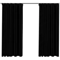 vidaXL Rideaux occultants aspect lin avec crochets 2pcs Noir 140x175cm