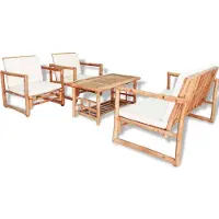 vidaXL Ensemble de salon de jardin 4 pièces avec coussins en bambou