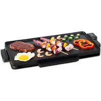 Moa Plancha - Grill - Plaque de cuisson - Electrique - 56 x 30 cm - Thermostat réglable - Revêtement antiadhésif - TG203B - Noir