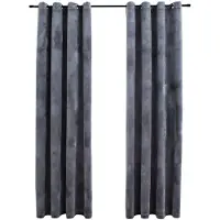 vidaXL Rideaux occultants et anneaux 2pcs Velours Anthracite 140x175cm