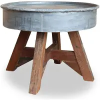 vidaXL Table basse mixte en vieux bois 60x45 cm argenté