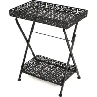 vidaXL Table à thé pliante Style vintage Métal 58 x 35 x 72 cm Noir