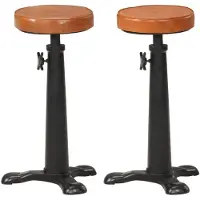 vidaXL Tabouret de bar 2 pcs. Marron Cuir véritable et fonte