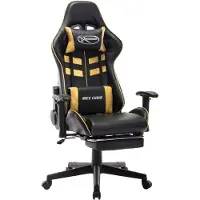vidaXL Chaise de jeu avec repose-pieds Noir et or similicuir