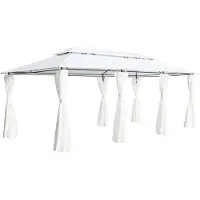 vidaXL Pavillon avec rideaux 600x298x270 cm Blanc 180g/m