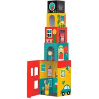 Petit Collage Peek-a-boo House Stacking Blocks Play Set Multicolore