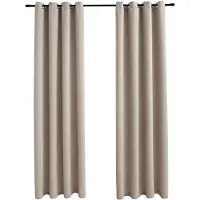 vidaXL Rideaux occultants avec anneaux en métal 2 pcs Beige 140x225 cm