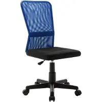 vidaXL Chaise de bureau noir et bleu 44x52x100 cm tissu filet