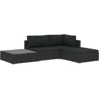 vidaXL Ensemble salon de jardin 4 pièces avec coussins Poly rotin noir