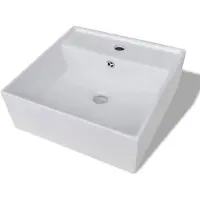 vidaXL Luxuswaschbecken mit Landung und Kranlochquadratkeramik 41 x 41 cm