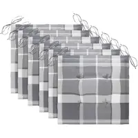 vidaXL Coussins de chaise de jardin 6 pcs carreaux gris 50x50x3 cm