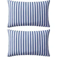 vidaXL Oreiller d'extérieur lot de 2 Impression rayure 60 x 40 cm Bleu
