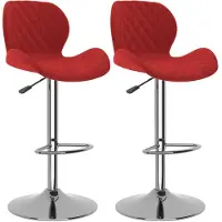 vidaXL Tabouret de bar 2 pcs. Velours rouge vin