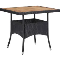 vidaXL Table de jardin noire poly rotin et bois massif acacia