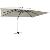 vidaXL Parapluie avec éclairage LED Mât en aluminium 400x300 cm Blanc sable