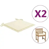 vidaXL Coussins de chaise de jardin lot de 2 crème 50x50x3 cm