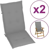 vidaXL Coussins de chaise de jardin à dossier haut lot de 2 gris tissu