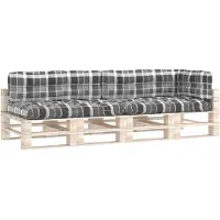 vidaXL Coussins de palette 5 pcs motif à carreaux gris tissu