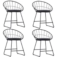 vidaXL Chaises de salle à manger avec sièges en similicuir 4 pcs. noir acier