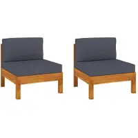 vidaXL Canapé central 2 pièces avec coussins gris foncé en bois massif d'acacia